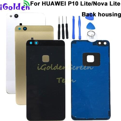 Glass Rear Housing Cover For HUAWEI P10 Lite/Nova Lite Back Door Replacement Battery Case,Adhesive Sticker