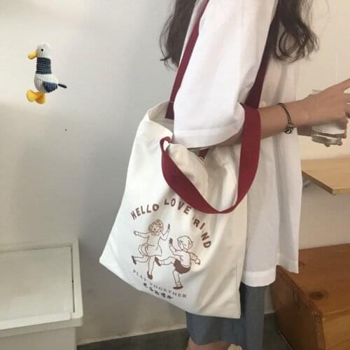 Bag female messenger students all-match canvas bag ins Korean version of the large-capacity retro shoulder bag make-up handbag