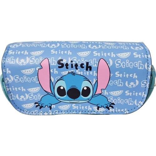 Disney Stitch Pencil Bag Boys and Girls Student Stationery Double-layer Pencil Bag Small Bag Zipper Boutique School Supplies