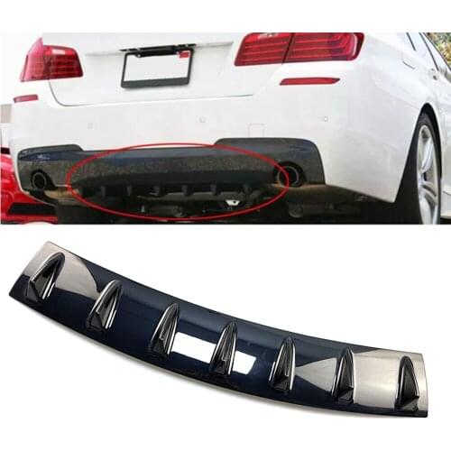 Universal Car Rear Bumper Lip Diffuser 7 Fin Shark Fin Style Car Back Bumper Spoiler Lip Splitter Car-Styling ABS Plastic Top
