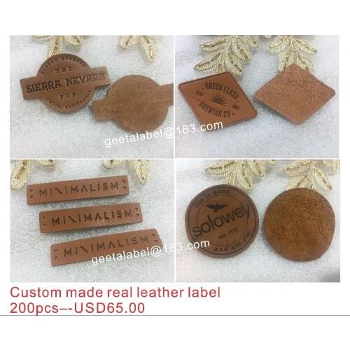 Custom real leather labels for jeans, bags, clothes ,real leather label , leather label, label ,debossed/engraved logo