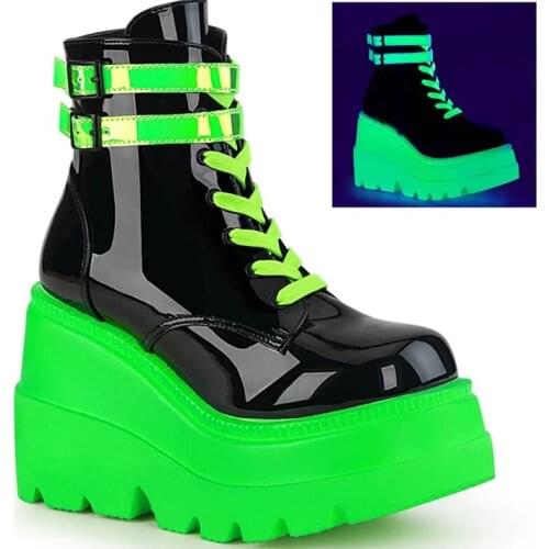 Autumn Boots For Women Super Wedges High Heels Ladies Ankle Boots Lace Up Platform Modern Fashion Buckle Straps Female Shoes New