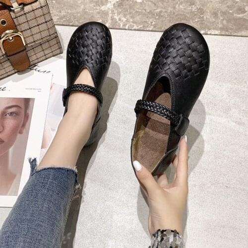 Woman Casual Slip On Loafers Vintage Weave Single Shoes Women Ballet Flats Summer Womens Solid Soft Bottom Shoes