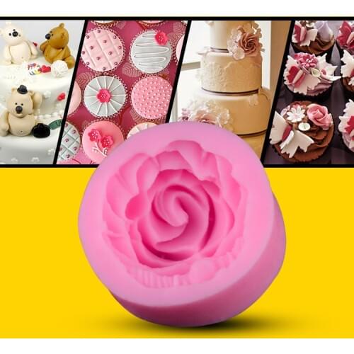 1PC 3D Rose Flower Cake Mold Silicone Round Shape Flower Baking Fondant Mold Cake Decorating Sugarcraft Baking Tools JK 0874