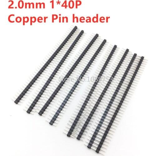 10PCS/Lot 2.0mm 40 Pin Male Single Row Pin Header Strip 1*40P 2mm Male Pin Header Connector Copper