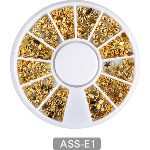 8 Type Nails Accesorios Shiny Metal Golden Star Moon Gem Pearl Geometric Jewelry Nails Decoration Nail Supplies For Professional