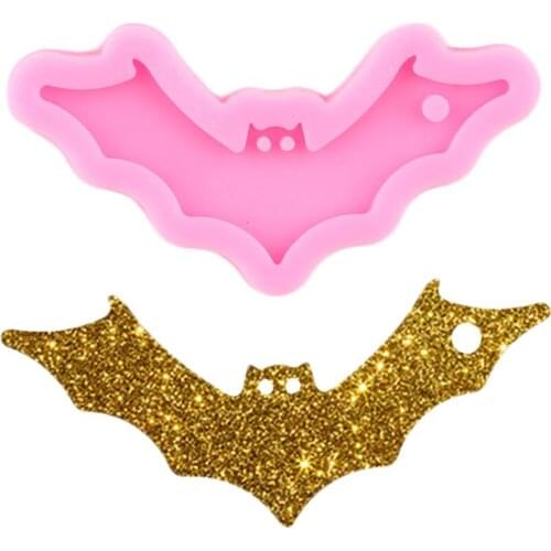 Shiny Glossy Halloween Bat Silicone Mold Custom Keychain Molds Pendant Clay Resin Mould Necklace Charms Making Jewelry Moulds