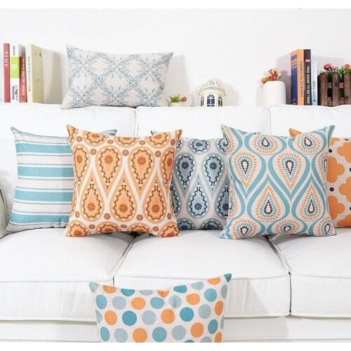 Geometry Pattern Cotton Linen Pillow Case Throw Pillowcase Cotton Linen Printed Pillow Covers Office Home Textile