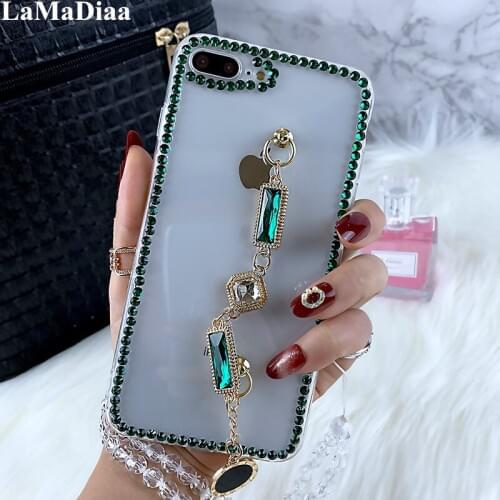 Women Glitter Bling Rhinestone Diamond Bracelet Chain Case For Samsung A5 A7 2017 A9 A8 A6 PLUS A50 A70 A80 Case Soft TPU Cover