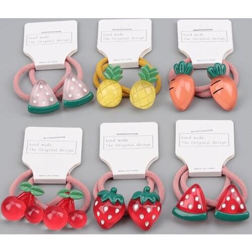 Cute Fruit Childrens Hair Tie Watermelon Strawberry Pineapple Hair Tie Girls Rubber Band Head Tie Hair Accessories Headdress