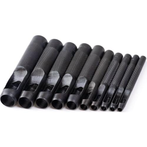 1 Set Round Leather Belt Hole Puncher 1.0mm-25mm Leather Craft Tools Metal Punch Kit for Watch Band Hollow Clothing Canvas