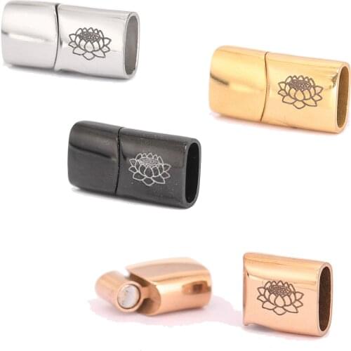 Hot 316L Stainless Steel Magnetic Clasps Connector For Yoga Lotus Jewelry Bracelet Making,Customized Laser Engrave Logo Beads
