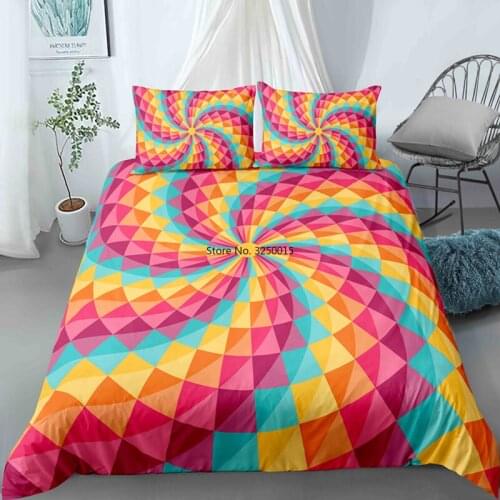 Colorful Whirlpool Modern Geometric Bedding Set Double King Queen Duvet Cover With Pillowcase 2/3pcs Bed Linen Bedclothes