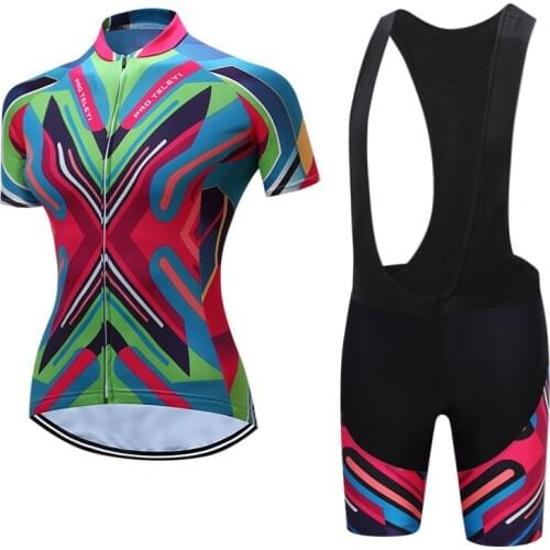 Summer Short Sleeve Women Cycling Skinsuit Female Road Bike suit MTB Dress Bicycle Jersey BIB shorts Set Maillot Clothing outfit