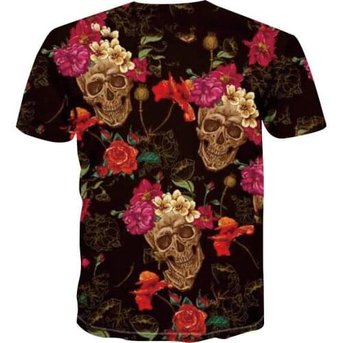 Summer New Style Colorful Flower Skull 3D Pattern Short T Men And Women Fashion Casual Hedging T-Shirt Printing Short Sleeve