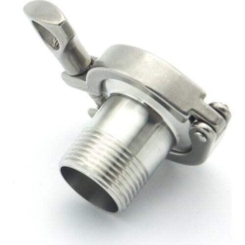304 Stainless Steel Sanitary Pipe Fitting Set 1-1/2" BSP Male Thread Ferrule + 2" Tri Clamp + Silicon Gasket + End Cap