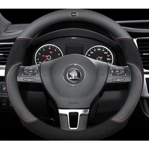 Genuine Leather Car Steering Wheel Cover 15 Inch/38cm for Skoda Rapid Octavia RS VRS Spaceback Superb Derivative Yeti Fabia GT