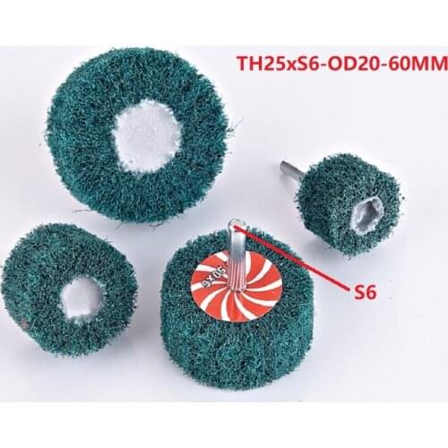 New 10Pcs/lot 180# Mounted Non-woven Mop Polishing Brush Wheel Optional OD 60mm 50mm 40mm 30mm 25mm 20mm for Drill Power Tools