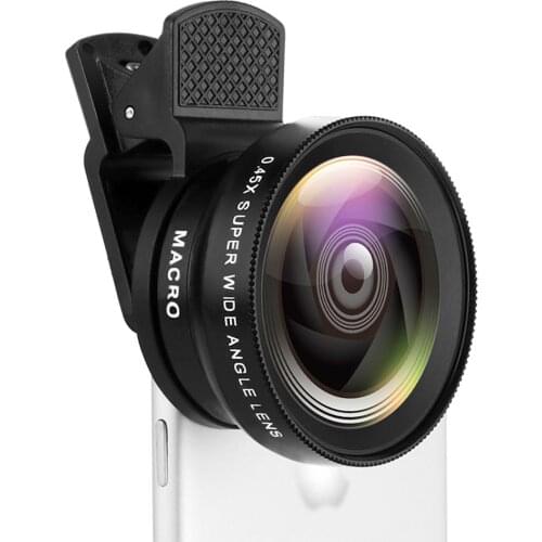 New Mobile phone lens 0.45x distortion-free wide-angle +12.5x macro two-in-one external lens 52mm (for iPhone Android phones)