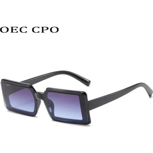 OEC CPO Fashion Rectangle Sunglasses Women Vintage Gradient Color Eyewear Ladies One Piece Punk Sun Glasses Men Shades UV400