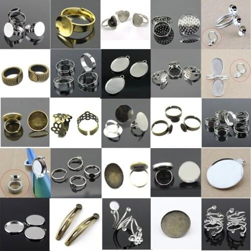 Many Style Blank Ring Base Settings Cabochon Beads Settings Brooch Settings Handmade Craft Jewelry Accessories