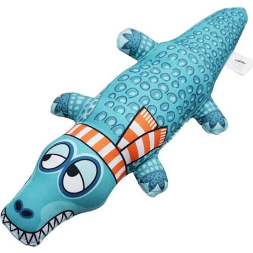 Pet Squeak Dog Toy Canvas Plush Animal Crocodile Toy Dog Chew Squeaky Noise Cleaning Teeth Toy Chew Training Supplies