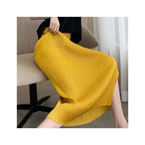 Pleated skirt mid-length straight elastic pleated skirt Straight Natural Casual korean fashion clothing sexy skirt for sex