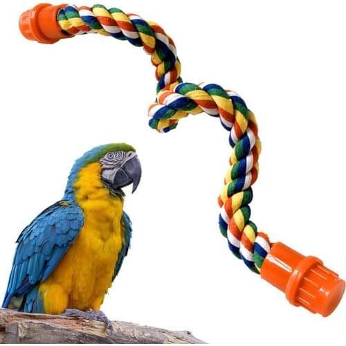 40/55/80cm Pet Bird Parrot Stand Cotton Rope Bar Hanging Cage Climbing Chew Toy Bird accessories