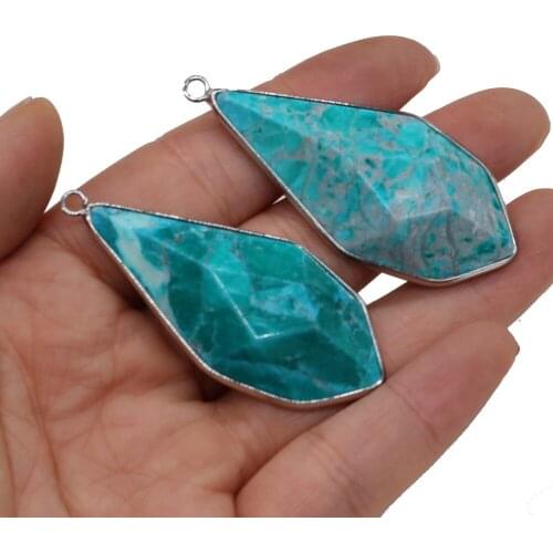 2Pcs Natural Synthetic Apatite Pendant Faceted Drop Shape Single Hole Pendants for Making Jewelry Necklace Earring Gift 20x38mm