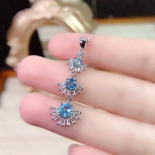 Natural topaz pendant 925 silver womens pendant elegant atmosphere is very suitable for you