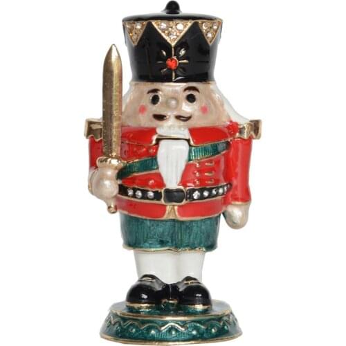 Nutcracker Trinket Box with Crystals Hand-Painted Jewelry Holders for Necklaces/Rings/Earrings