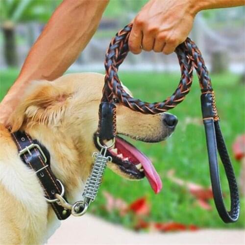 Medium and large dogs dog leash Dog rope Genuine Leather Dog collars +spring Leash Pet Supplies