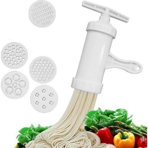 Noodle Maker Household Plastic Noodle Pressing Machine E-Shaped Hand-Operated Pasta Maker With 5 Pressing Moulds High Quality