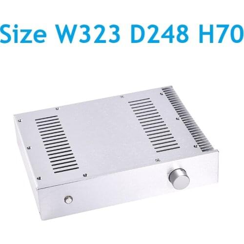 DIY Aluminum Rear Preamp Tube Power Amplifier Supply Chassis DAC Case Full Silver Button Amplifier Housing Size W323 D248 H70