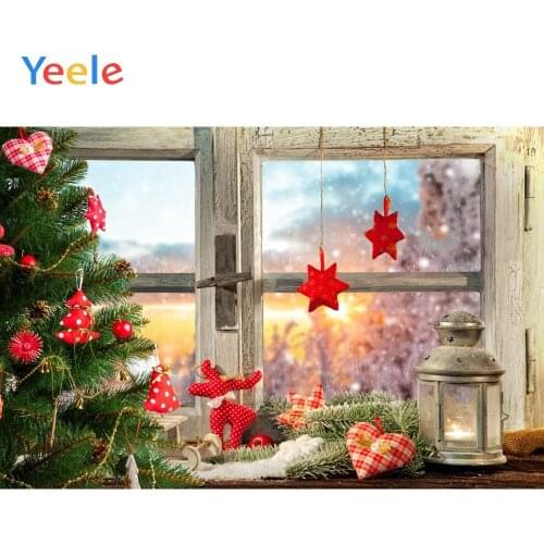 Yeele Winter Christmas Window Snowman Lamp Gifts Photography Backgrounds Customized Photographic Backdrops For Photo Studio