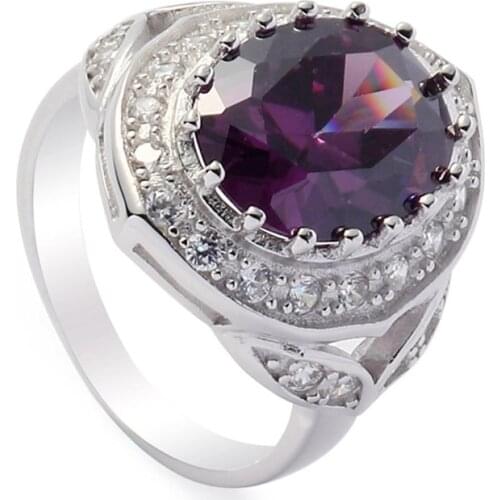 Eulonvan Best Sellers 925 sterling Silver Wedding Rings Jewelry Accessories for women Purple Cubic Zirconia S-3754 size 6 7 8 9