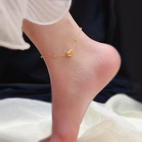 Luxury Famous Brand Jewelry Heart Anklet Women Gold Color Stainless Steel Ladies Jewelry Not Fade