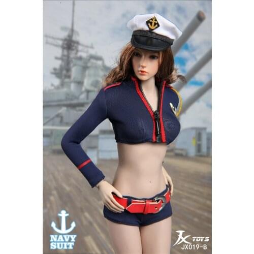 1/6 Scale Womens Navy Clothes with Sexy Jacket shorts Cap Belt fit for 12inch Action figure Phicen S07 S09 S10 Body Model Toy