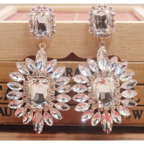 1color 4material choosefashion rhinestone dangle Earrings delicate colorful Crystal Earrings masquarde /make up jewelry earrings