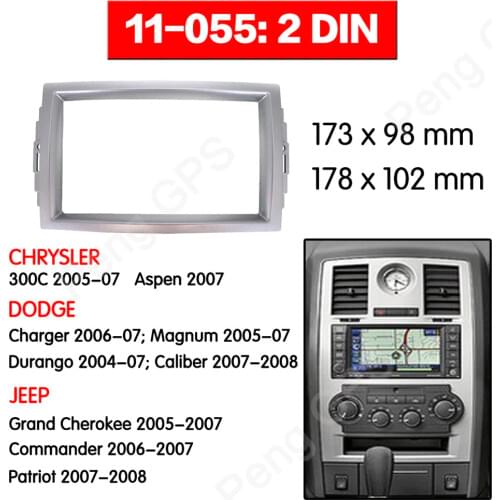 2 DIN Car Radio stereo Fitting installation adapter fascia For CHRYSLER 300C, Jeep Grand Cherokee, Dodge Charger frame Audio