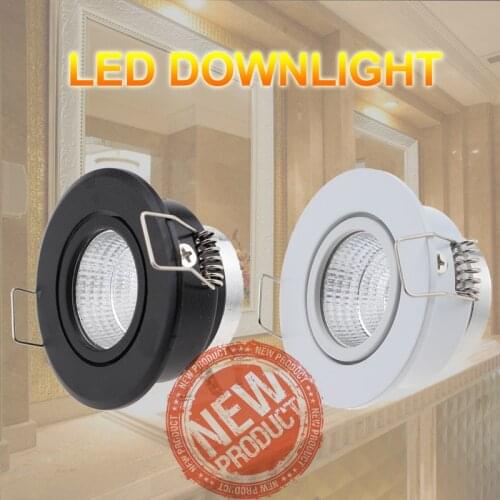 2pcs New Design Black White Recessed LED Dimmable Downlight COB 3W 5W LED Spot light LED Decoration Ceiling Lamp AC90-260V DC12V