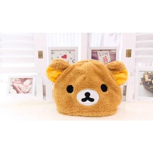 6 PCS NEW Christmas WINTER Beanies cartoon Furry PLUSH Soft Cartoon Rilakkuma Bear Plush Hat, Fashion X'MAS Gift