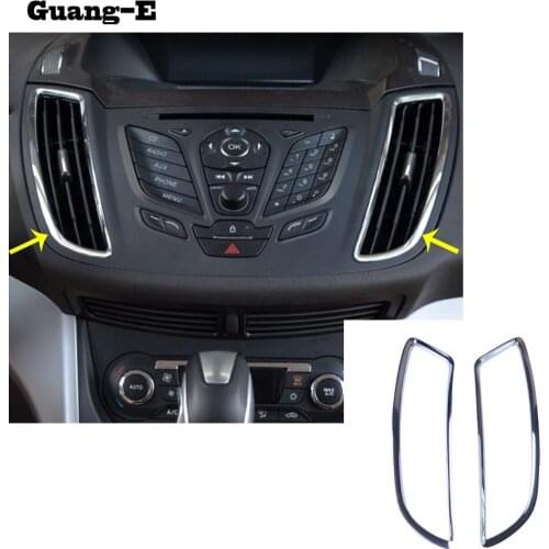 Car ABS Switch Vent Outlet Middle Air Condition Panel Control Trim Frame Lamp 2pcs For Ford Kuga Escape 2013 2014 2015 2016