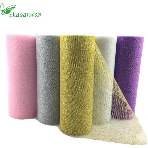 CHASANWAN Glitter Sequin Tulle Roll 10Yds 15cm Spool Tutu Wedding Decoration Organza Laser DIY Crafts Birthday Party Supplies.Q