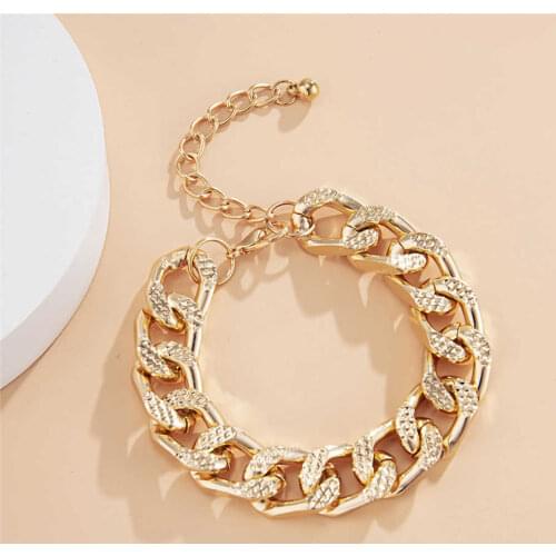 Punk Miami Cuban Aluminum Chain Bracelet Bangle Hip Hop Boho Big Chunky Thick Link Lock Twisted Women Hand Wrist Jewelry Gifts