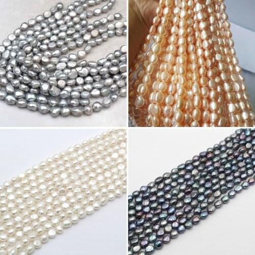 8-9mm High Quality Freshwater Natural Pearl Beads Chain Real Pearls Pink White Gray Black Pearl For Necklace Jewelry Making DIY