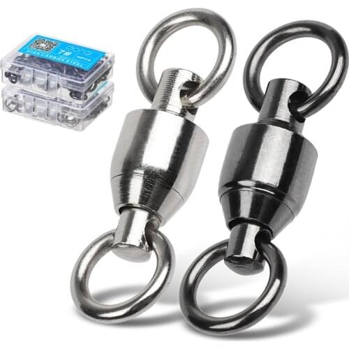 DONQL 10/20/50pcs High Strength Rolling Swivel Fishing Connector Ball Bearing Stainless Steel Solid Ring Fishing Accessories