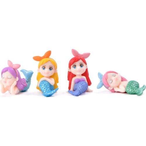 Mermaid with A Bow Figurine Home Decoration Accessories for Living Room Fairy House Garden Miniatures Cake Gift Christmas Decor