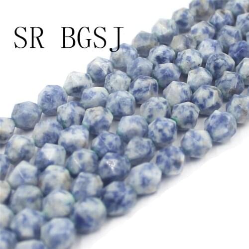 Free Shipping 8mm Faceted Round Polygonal Sodalite Natural Stone Design Beads Strand 15"