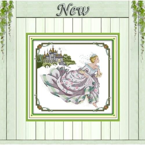 Cinderella Painting the West Girl Drawing counted print on fabric 14CT 11CT DIY DMC Cross Stitch kits Needlework Sets Embroidery